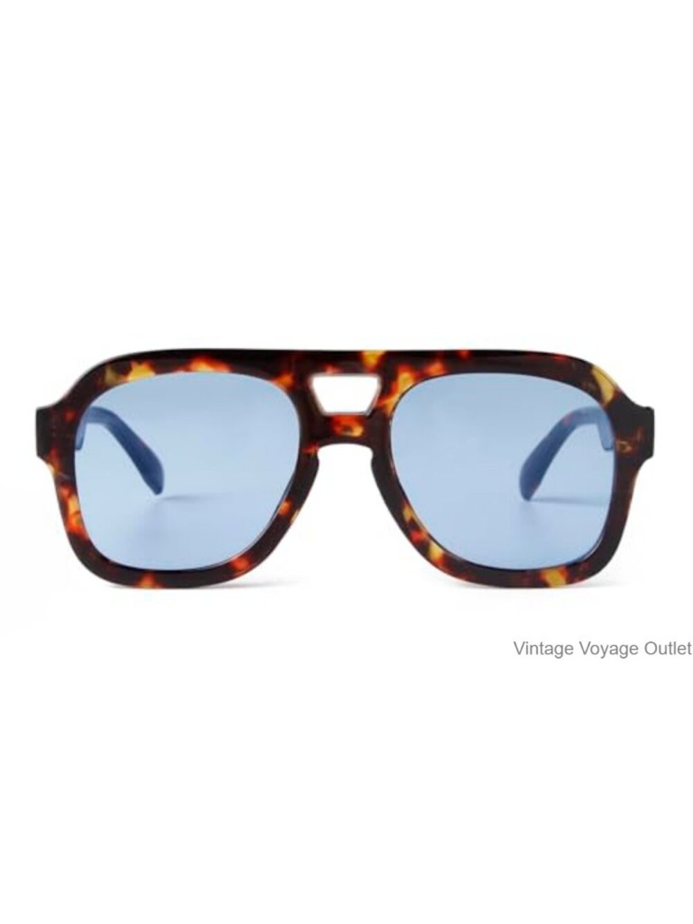 Hexagon Tortoiseshell Sunglasses Blue Tint UV400 Oversized Retro Unisex